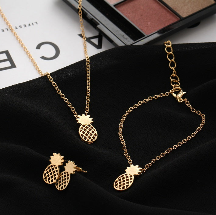 Hohles Ananas Schmuckset aus Metalllegierung
