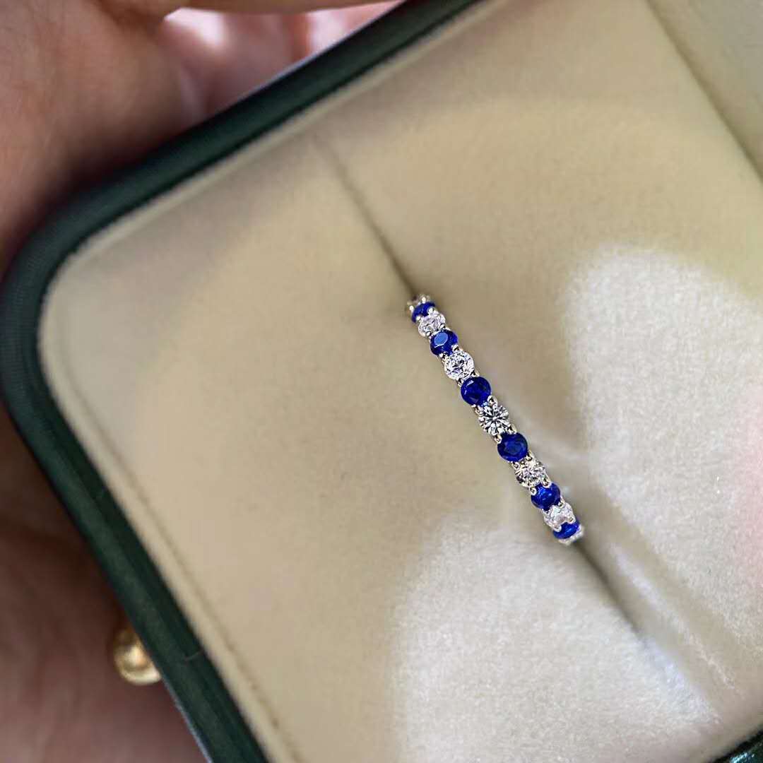 Damenring mit Rubin und Saphir Mosaik