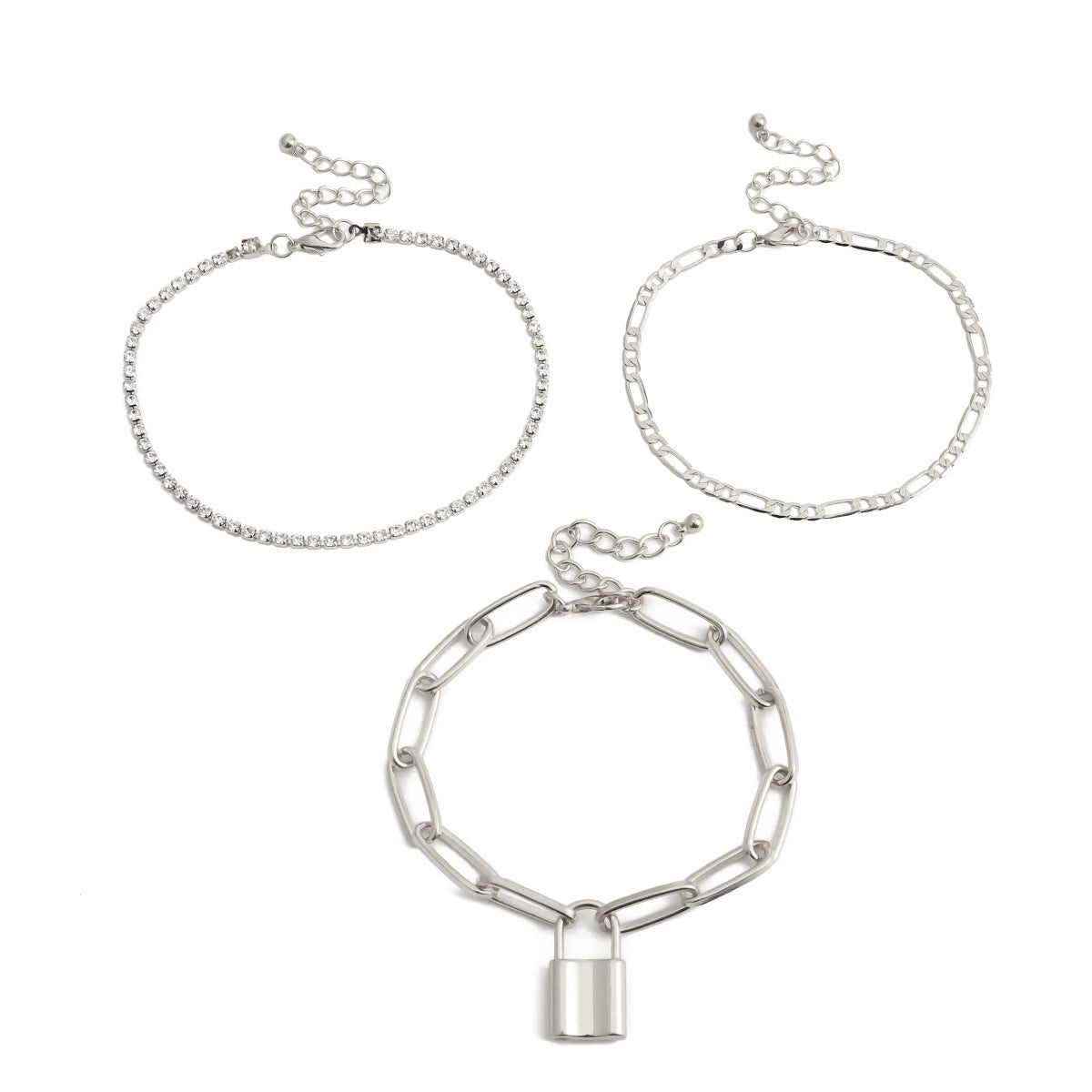 Elegantes Schloss Fußkettchen mit Strass in Goldoptik