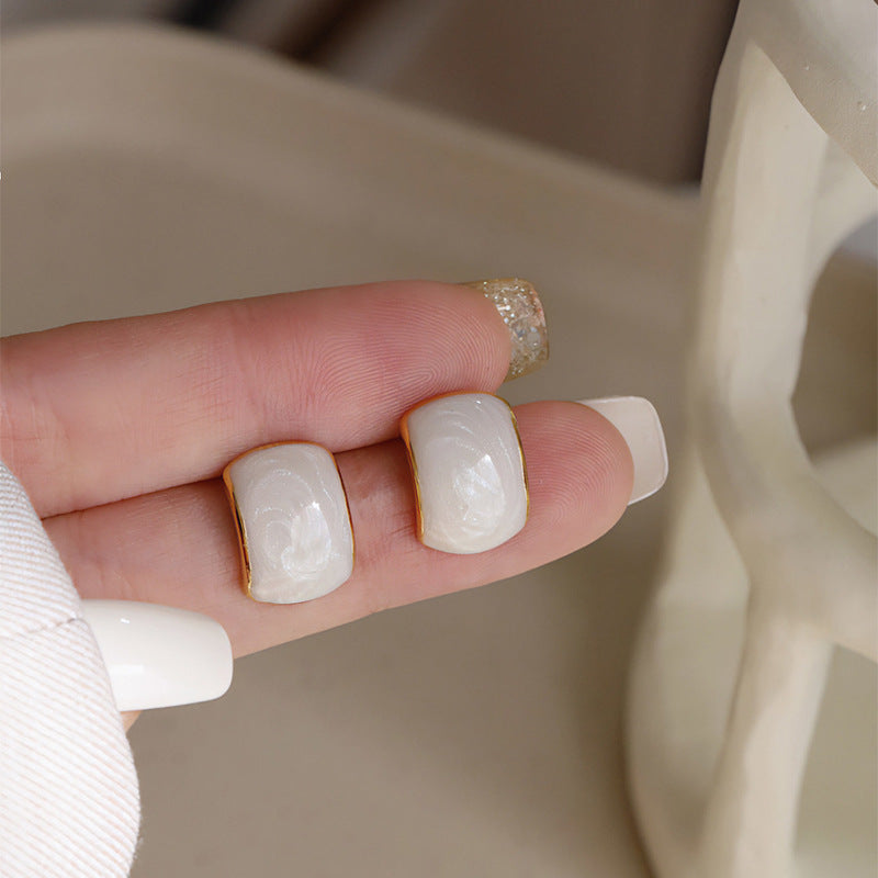 Pearl Off-White Gold Edge Damen Ohrringe Elegant & Modern