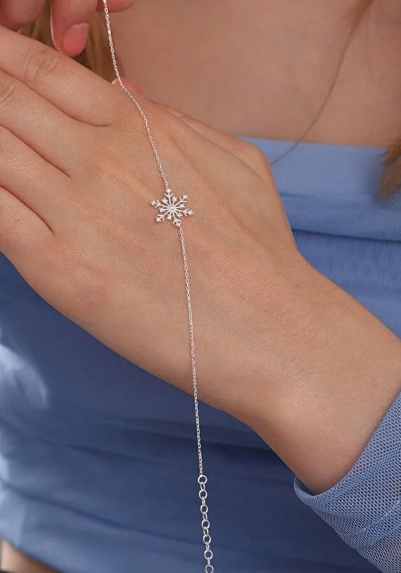 Silber Armband mit Schneeflocke & Zirkonstein für Damen