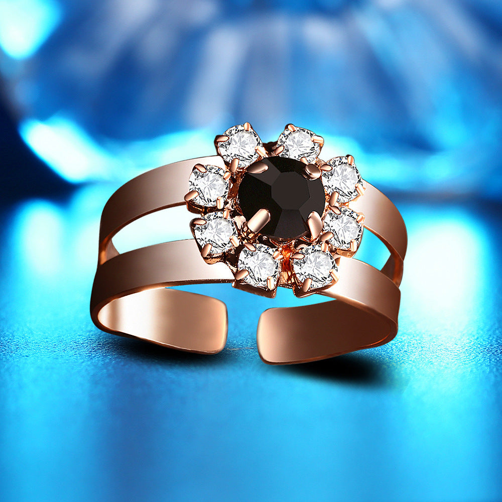 Florales Vier-teiliges Schmuckset mit Halskette, Ring, Ohrringen und Armband