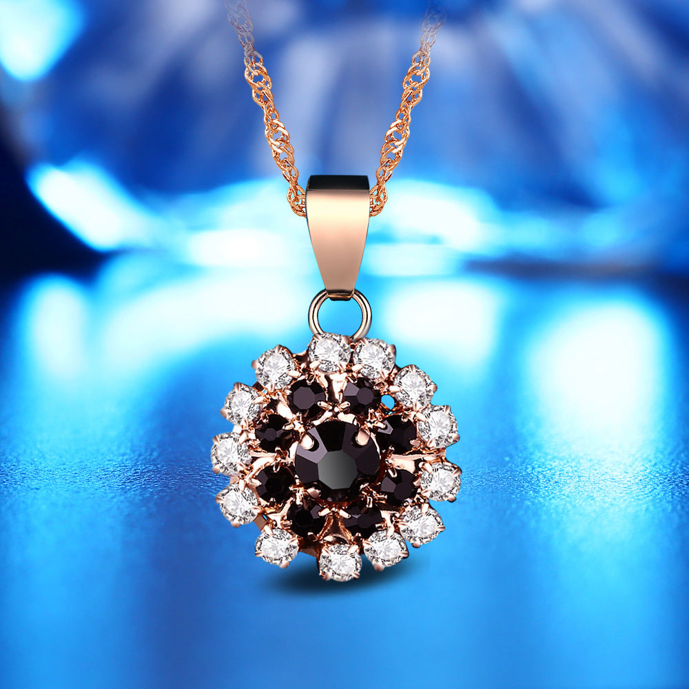 Florales Vier-teiliges Schmuckset mit Halskette, Ring, Ohrringen und Armband