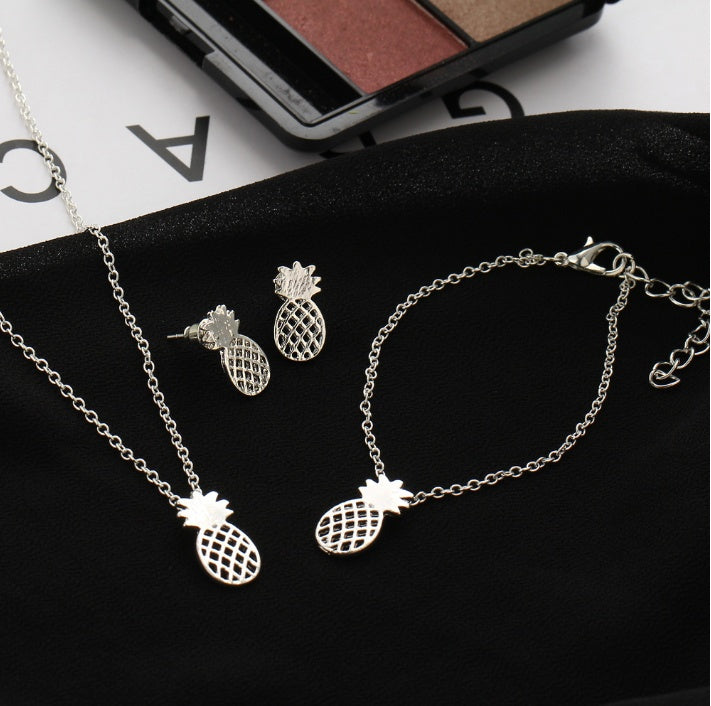 Hohles Ananas Schmuckset aus Metalllegierung