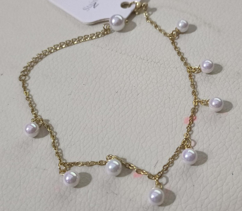 Barocke Perlen-Fußkette – Schlichte Fußkette mit unregelmäßigen Perlen