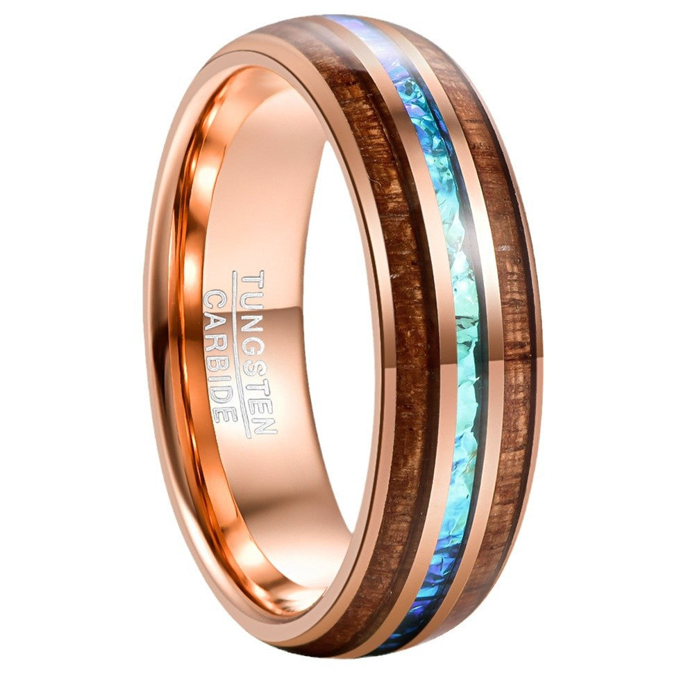 6 mm vergoldeter Wolframstahlring mit Opal-Dom