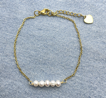 Elegante Fußkette mit Muschelperlen Edelstahl Gold