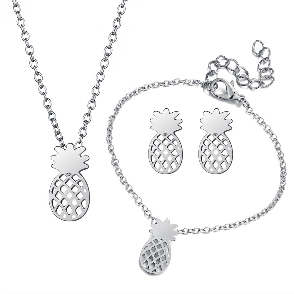 Hohles Ananas Schmuckset aus Metalllegierung