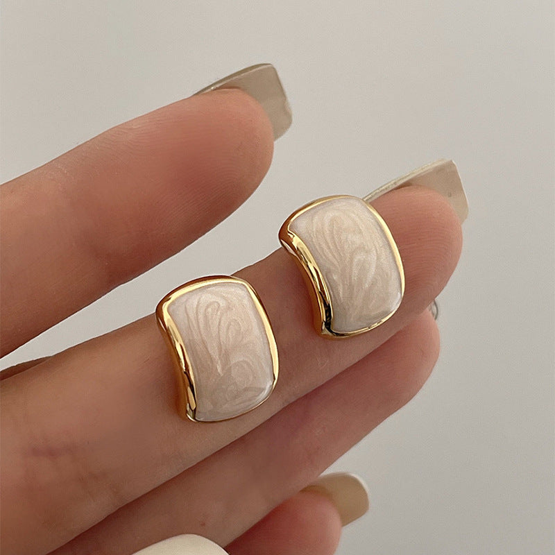 Pearl Off-White Gold Edge Damen Ohrringe Elegant & Modern