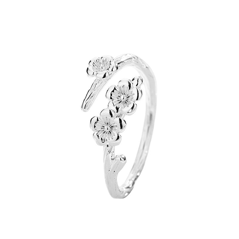 Retro Ring mit Pfirsichblüten-Design und Baumzweig-Struktur