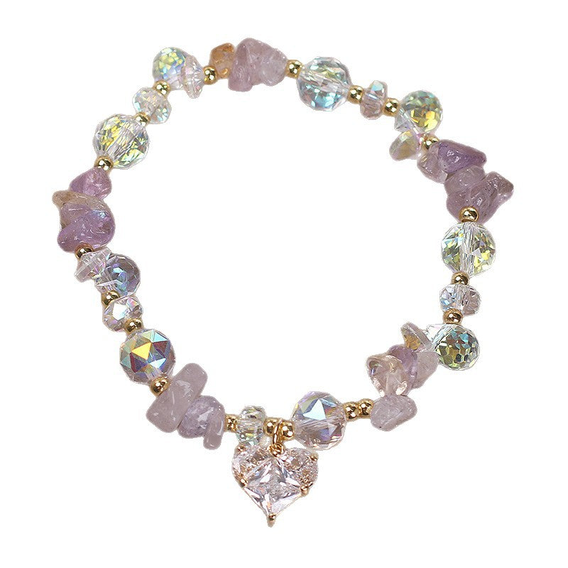 Romantisches Lavendel-Armband mit Herzanhänger