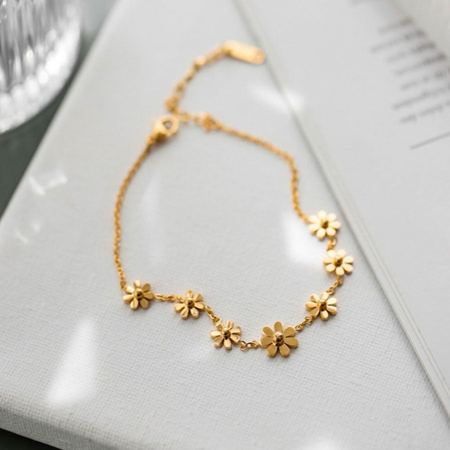 arte Blumen-Fußkette aus Titanstahl Elegant