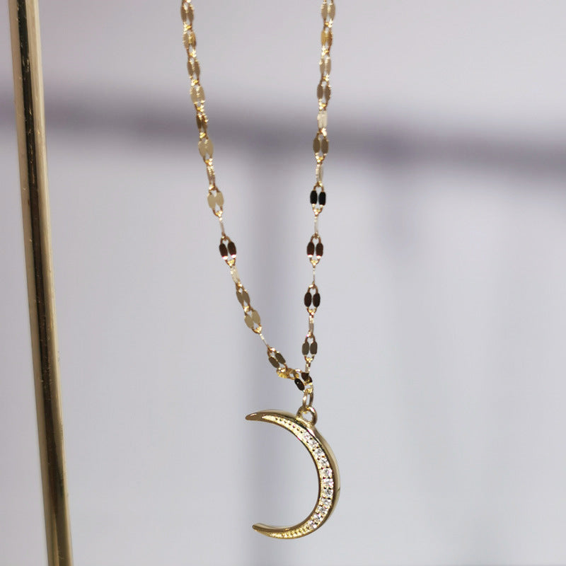 Silber vergoldetes Mond-Fußkettchen für Damen leichter Luxus