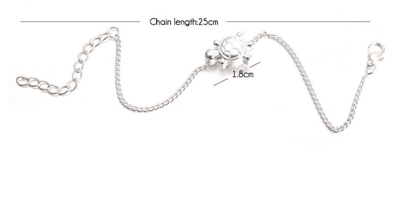 Silberne Schildkröten Fußkette filigranes Sommerdesign mit Meeresmotiv