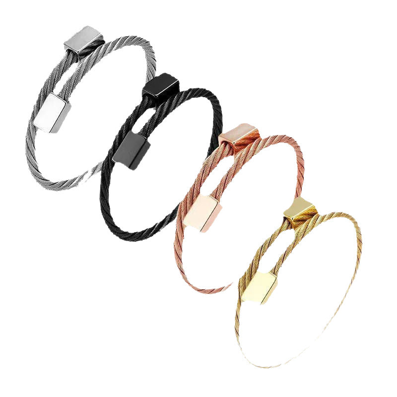 Personalisiertes geflochtenes Armband aus Edelstahl mit geometrischem Verschluss