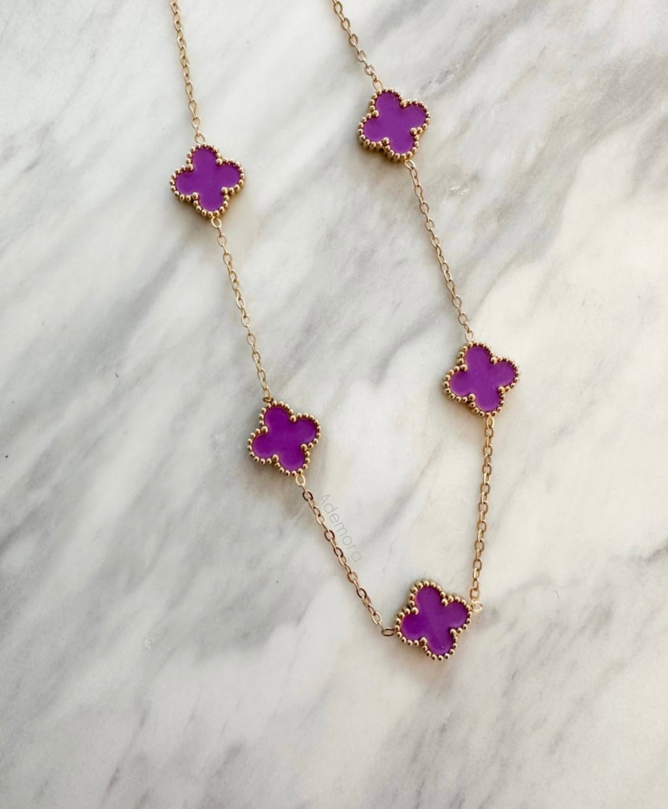 Clover Elegance Damen Halskette Vergoldeter Edelstahl