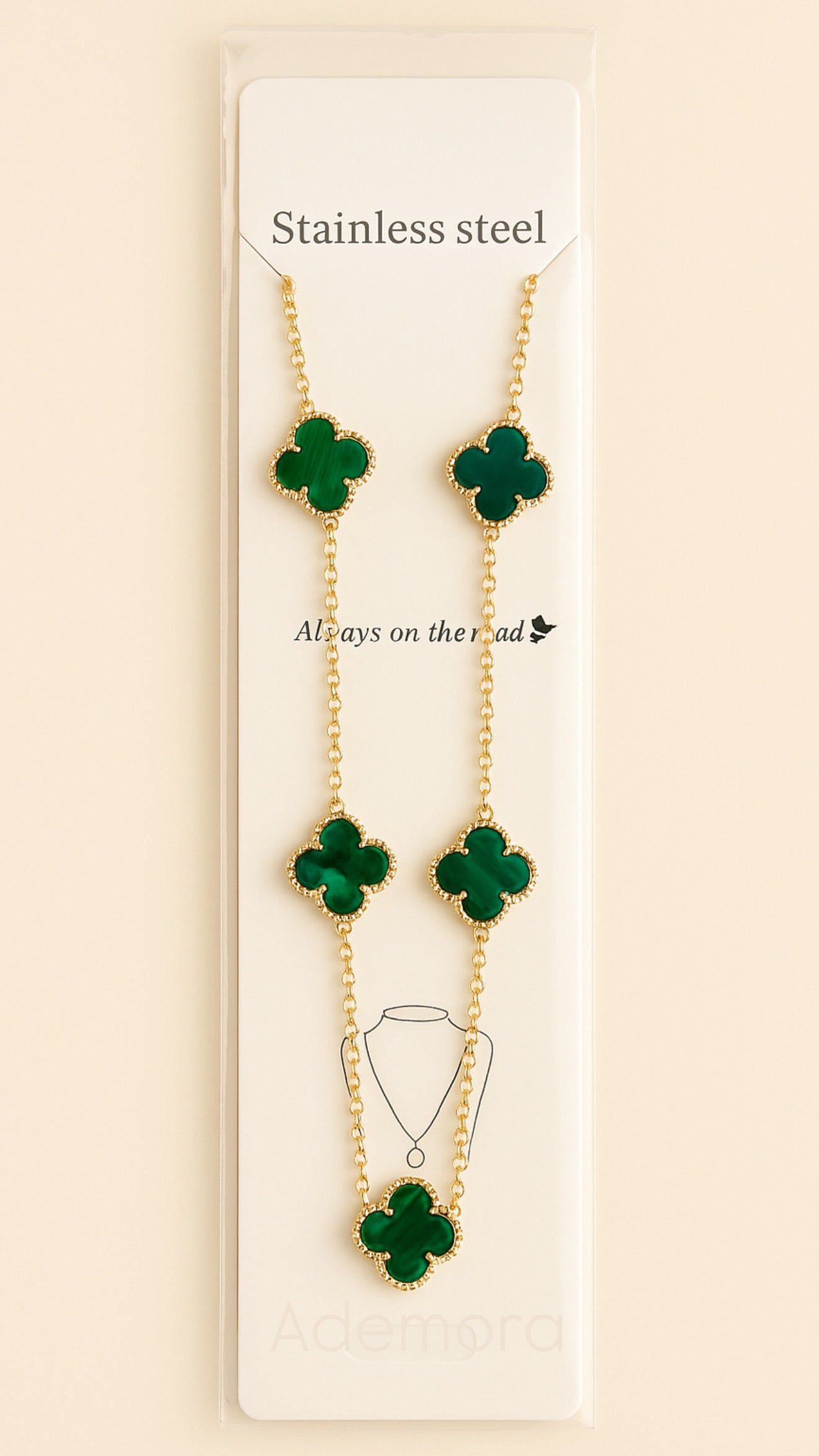 Clover Elegance Damen Halskette Vergoldeter Edelstahl