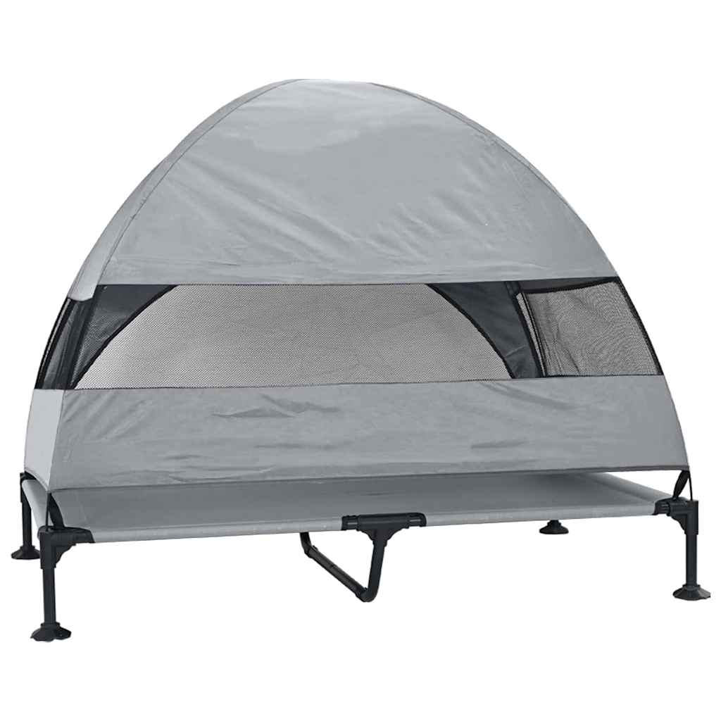 Erhöhtes Hundebett mit Sonnendach für den Außenbereich