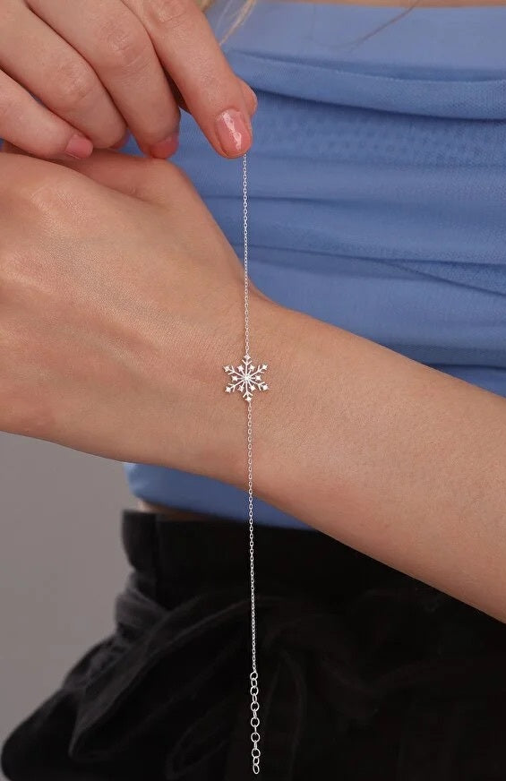 Silber Armband mit Schneeflocke & Zirkonstein für Damen