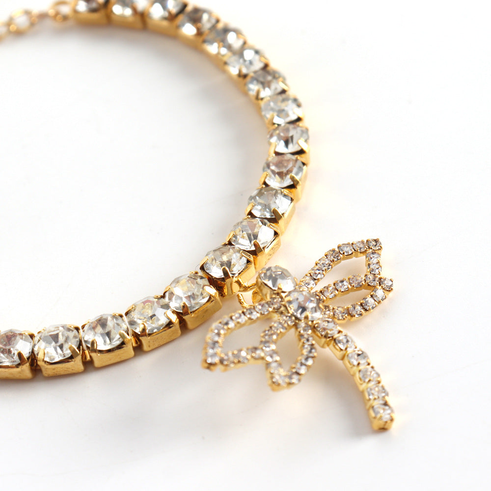 Libellen Fußkette mit Kristallanhänger für Damen