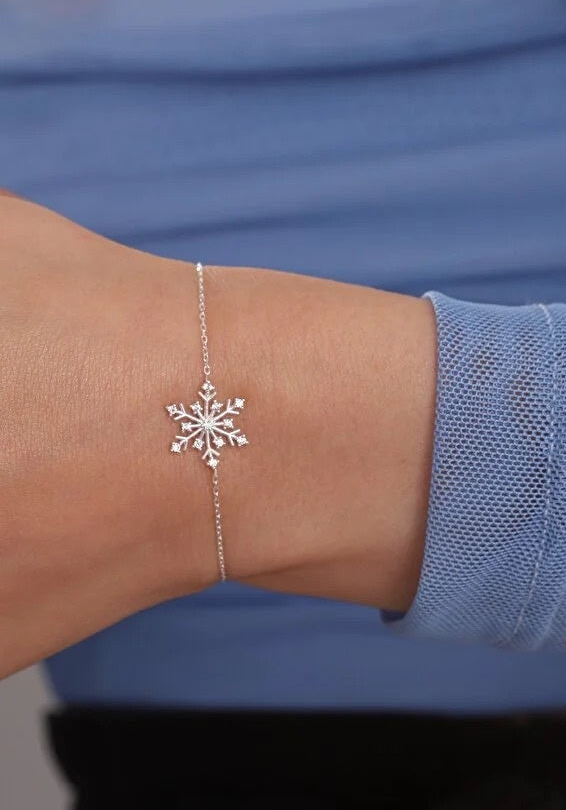 Silber Armband mit Schneeflocke & Zirkonstein für Damen