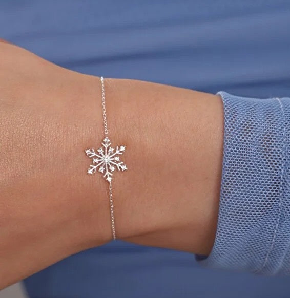 Silber Armband mit Schneeflocke & Zirkonstein für Damen