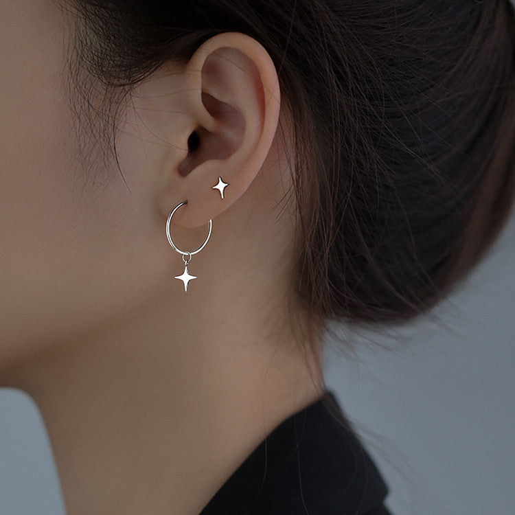 Handgefertigte asymmetrische Stern-Ohrringe für Damen