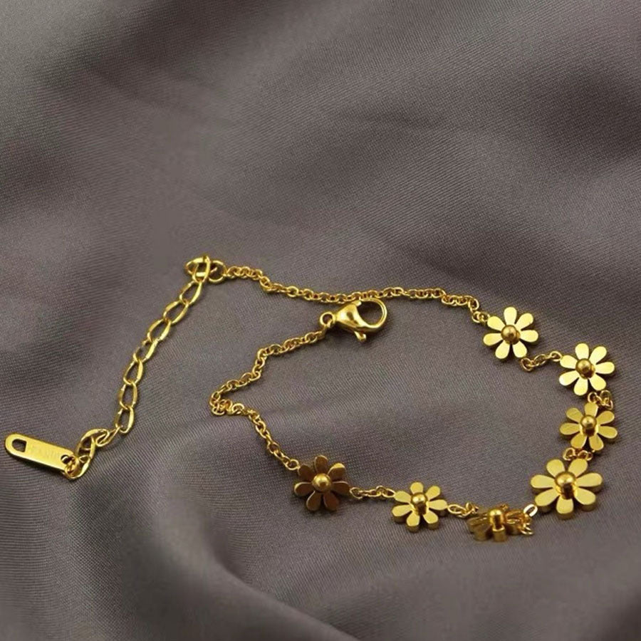 arte Blumen-Fußkette aus Titanstahl Elegant