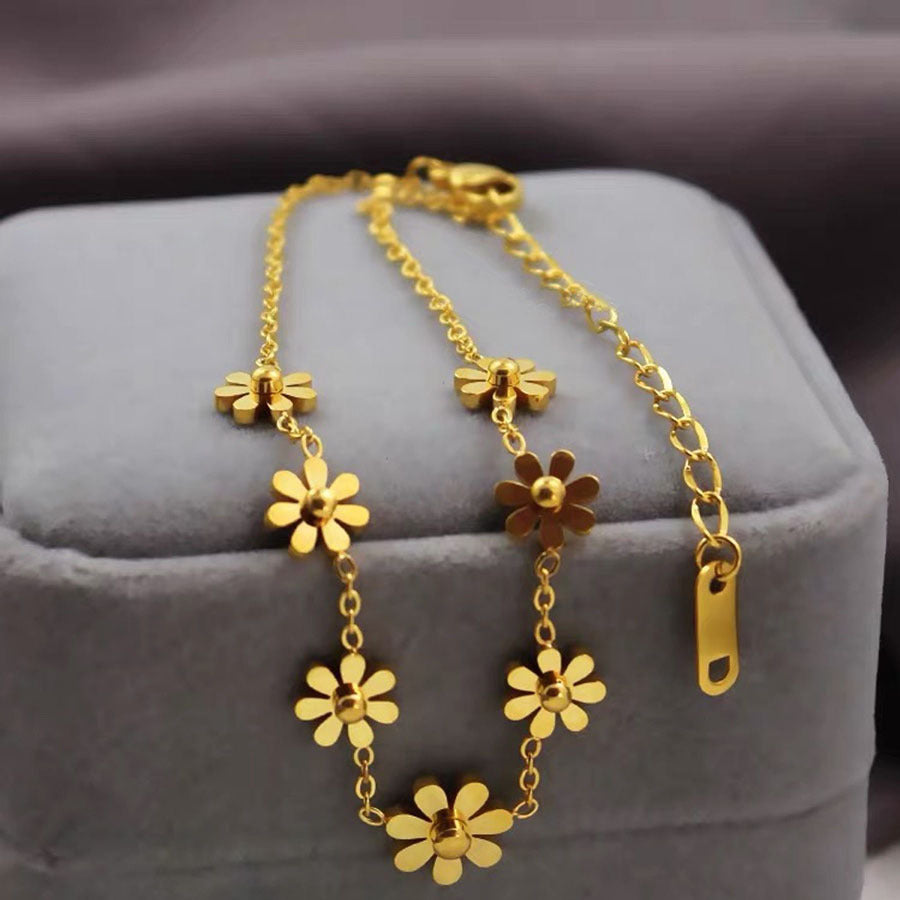 arte Blumen-Fußkette aus Titanstahl Elegant