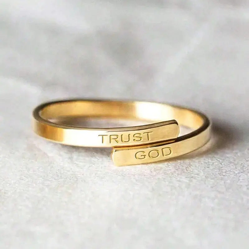 Edelstahlring mit TRUST GOD Gravur
