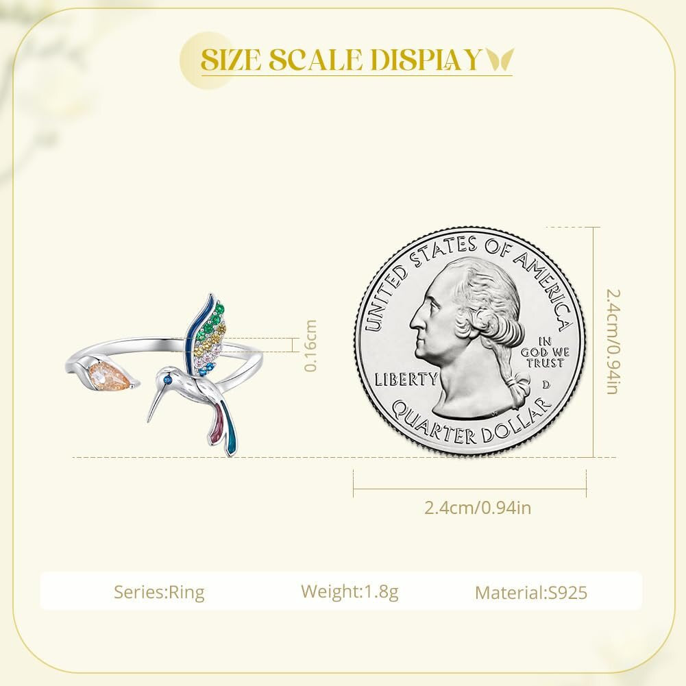 Mehrfarbiger Vogelring mit Zirkonia-Details aus Kupfer