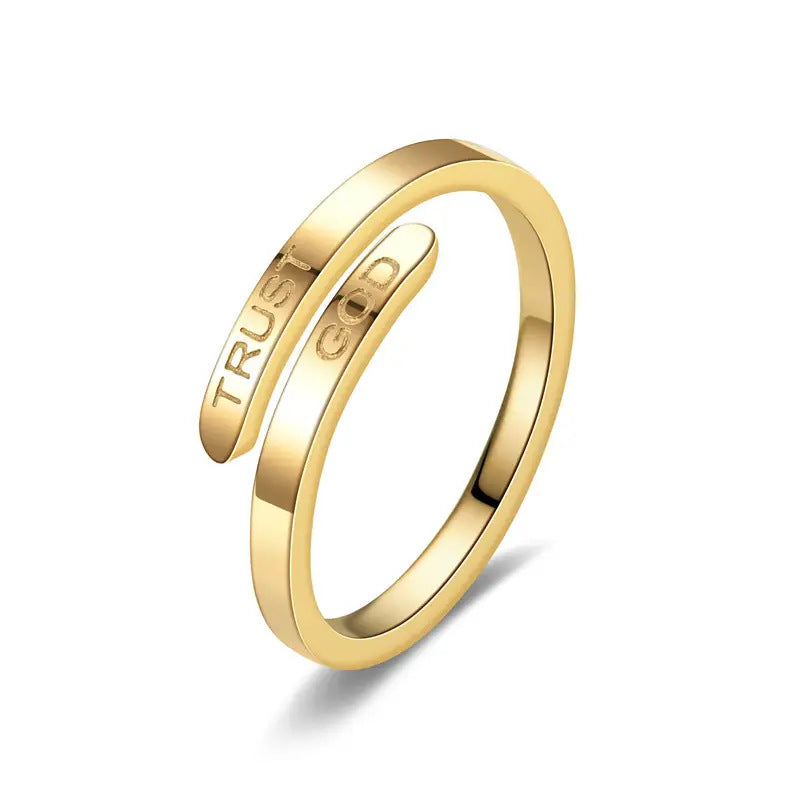 Edelstahlring mit TRUST GOD Gravur