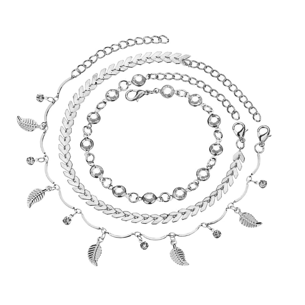 Pfeil-Fußkette – Mehrreihige Fußkette im Boho-Stil