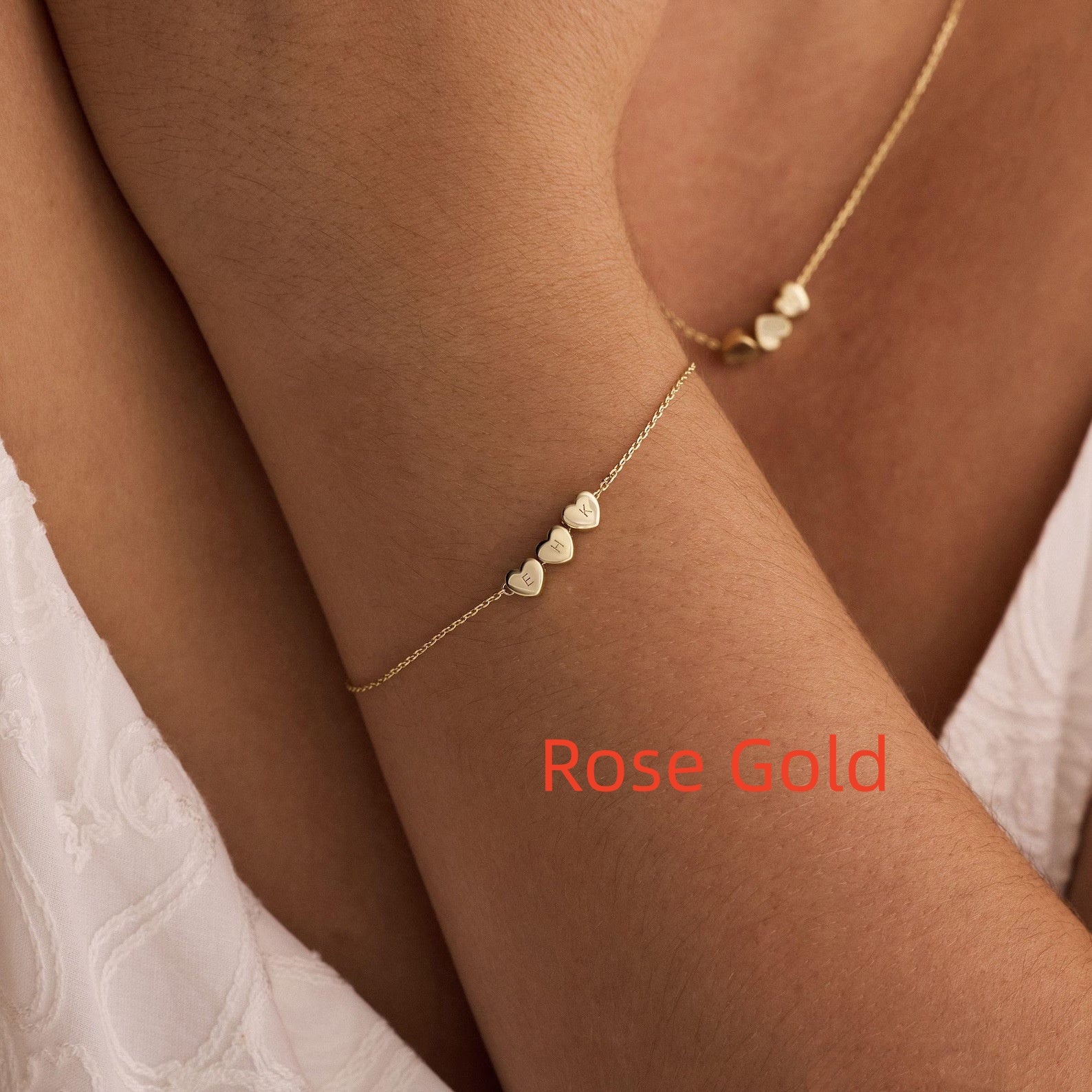 Personalisiertes Herzarmband mit Buchstaben aus Edelstahl